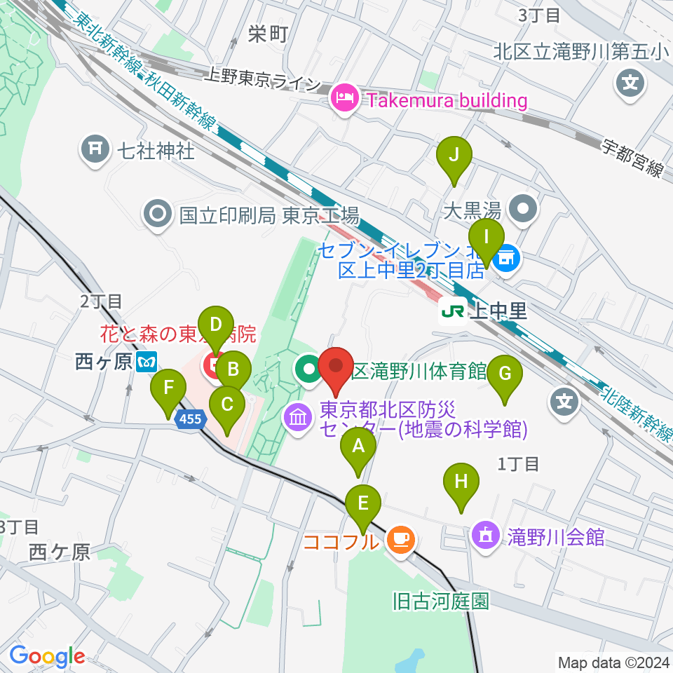 滝野川体育館周辺の駐車場・コインパーキング一覧地図