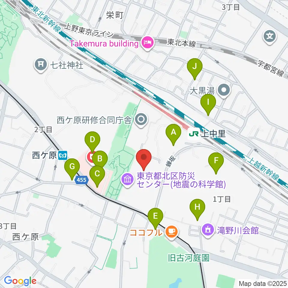 滝野川体育館周辺の駐車場・コインパーキング一覧地図