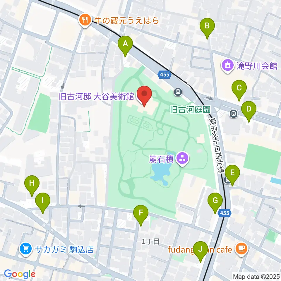 旧古河邸 大谷美術館周辺の駐車場・コインパーキング一覧地図
