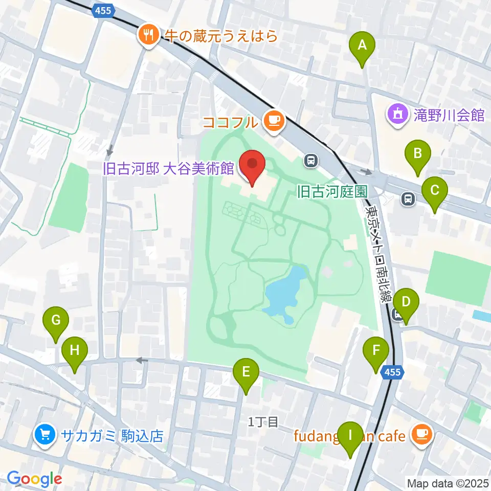 旧古河邸 大谷美術館周辺の駐車場・コインパーキング一覧地図