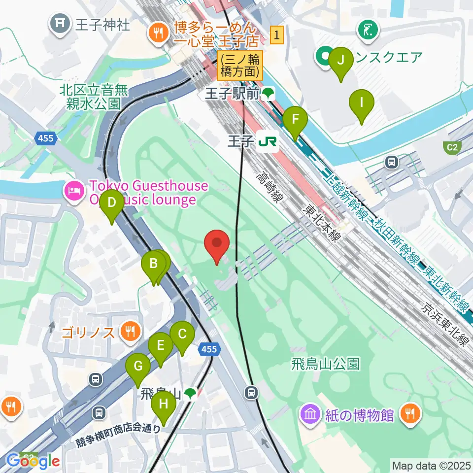 飛鳥山公園野外ステージ周辺の駐車場・コインパーキング一覧地図
