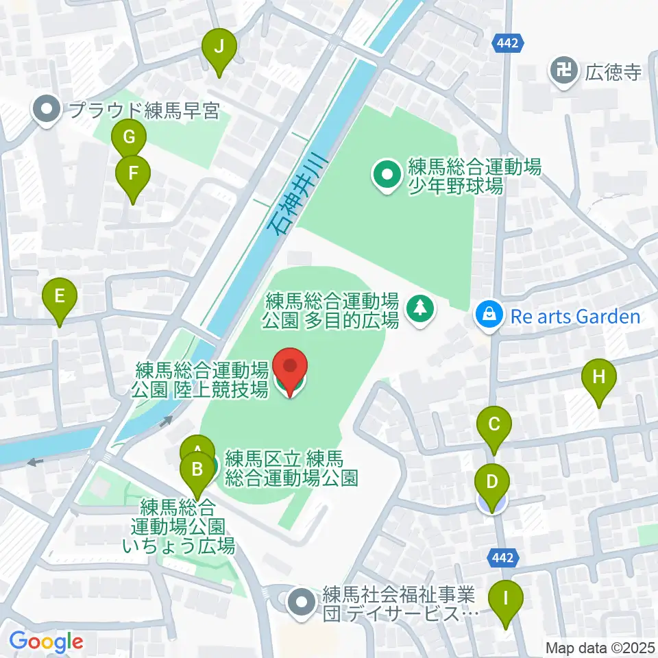 練馬総合運動場公園陸上競技場周辺の駐車場・コインパーキング一覧地図