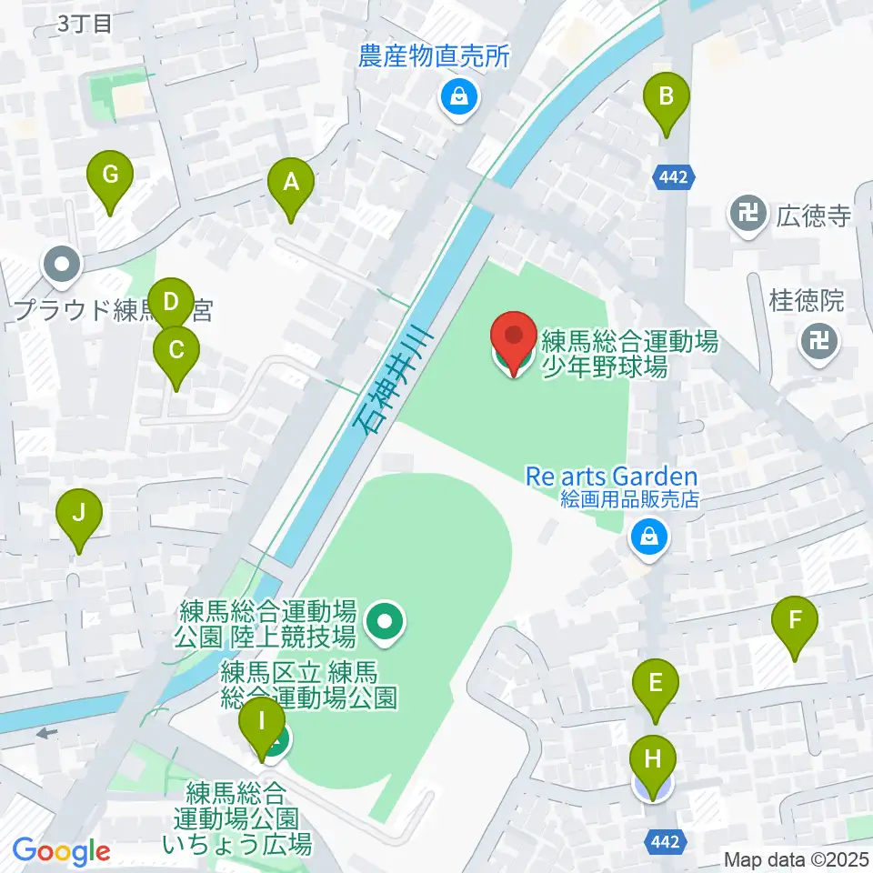 練馬総合運動場少年野球場周辺の駐車場・コインパーキング一覧地図