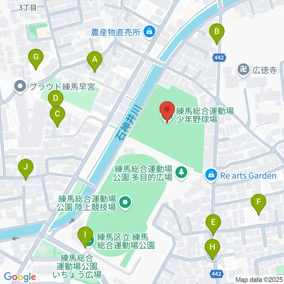 練馬総合運動場少年野球場周辺の駐車場・コインパーキング一覧地図