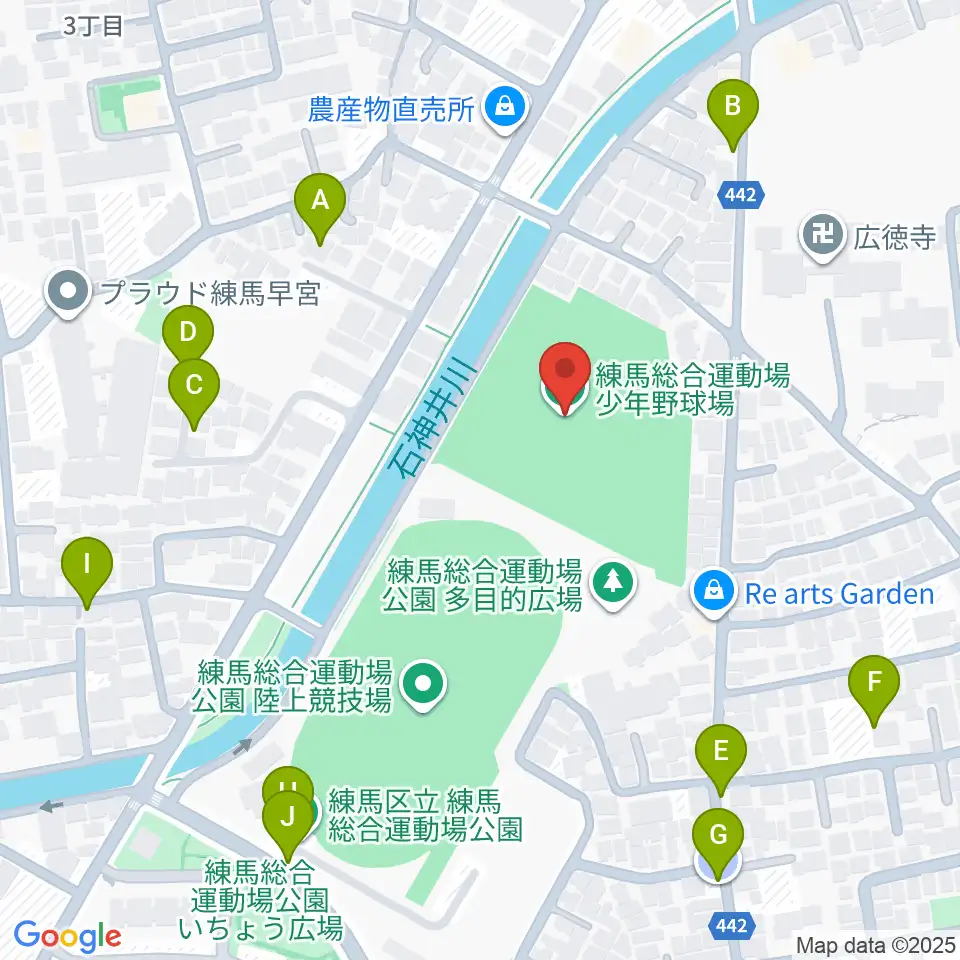 練馬総合運動場少年野球場周辺の駐車場・コインパーキング一覧地図