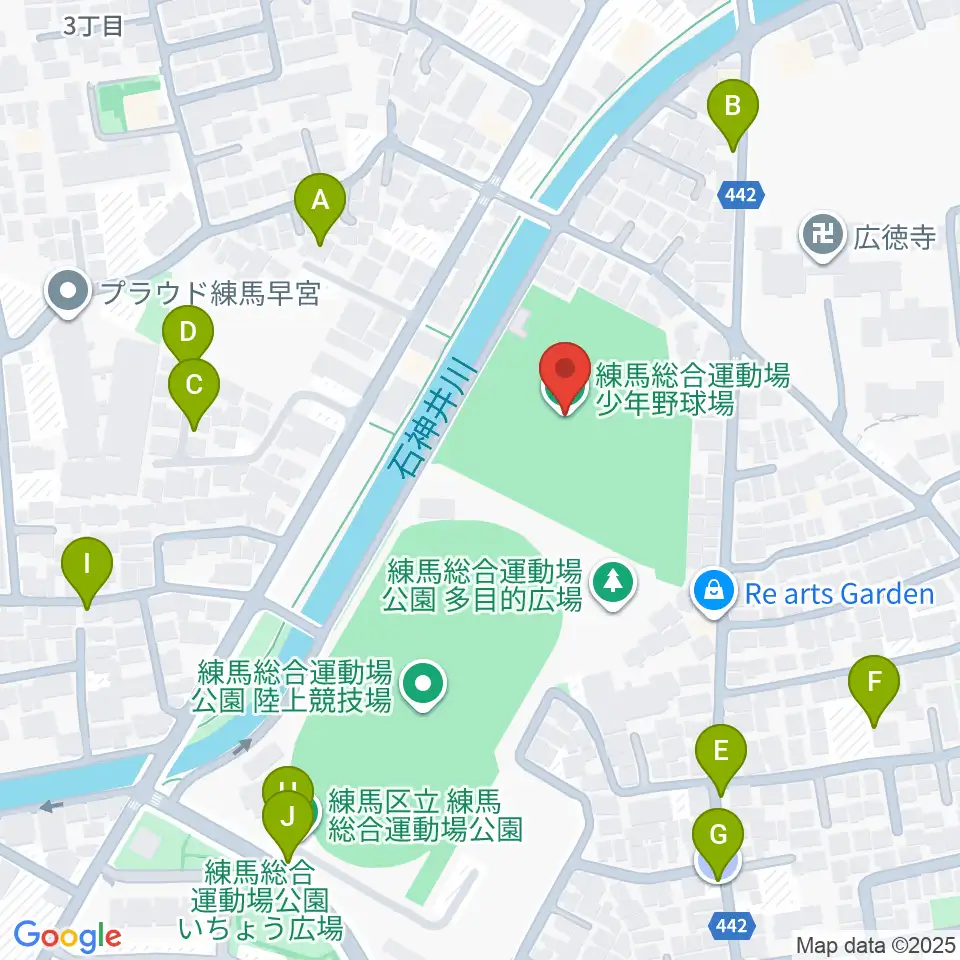 練馬総合運動場少年野球場周辺の駐車場・コインパーキング一覧地図