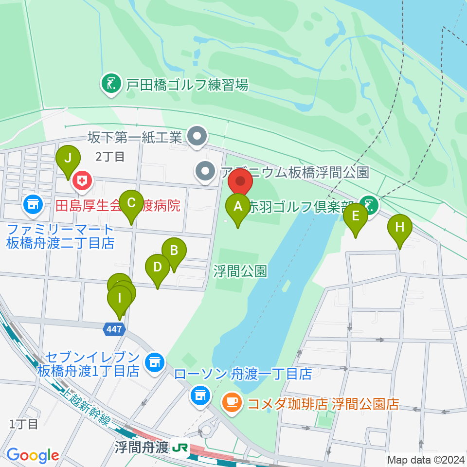 浮間公園野球場周辺の駐車場・コインパーキング一覧地図