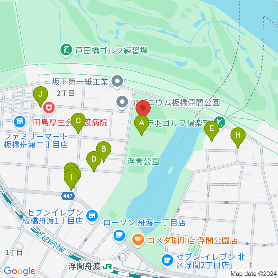 浮間公園野球場周辺の駐車場・コインパーキング一覧地図