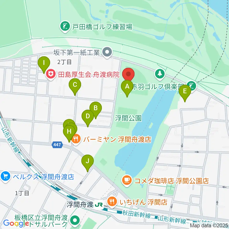 浮間公園野球場周辺の駐車場・コインパーキング一覧地図