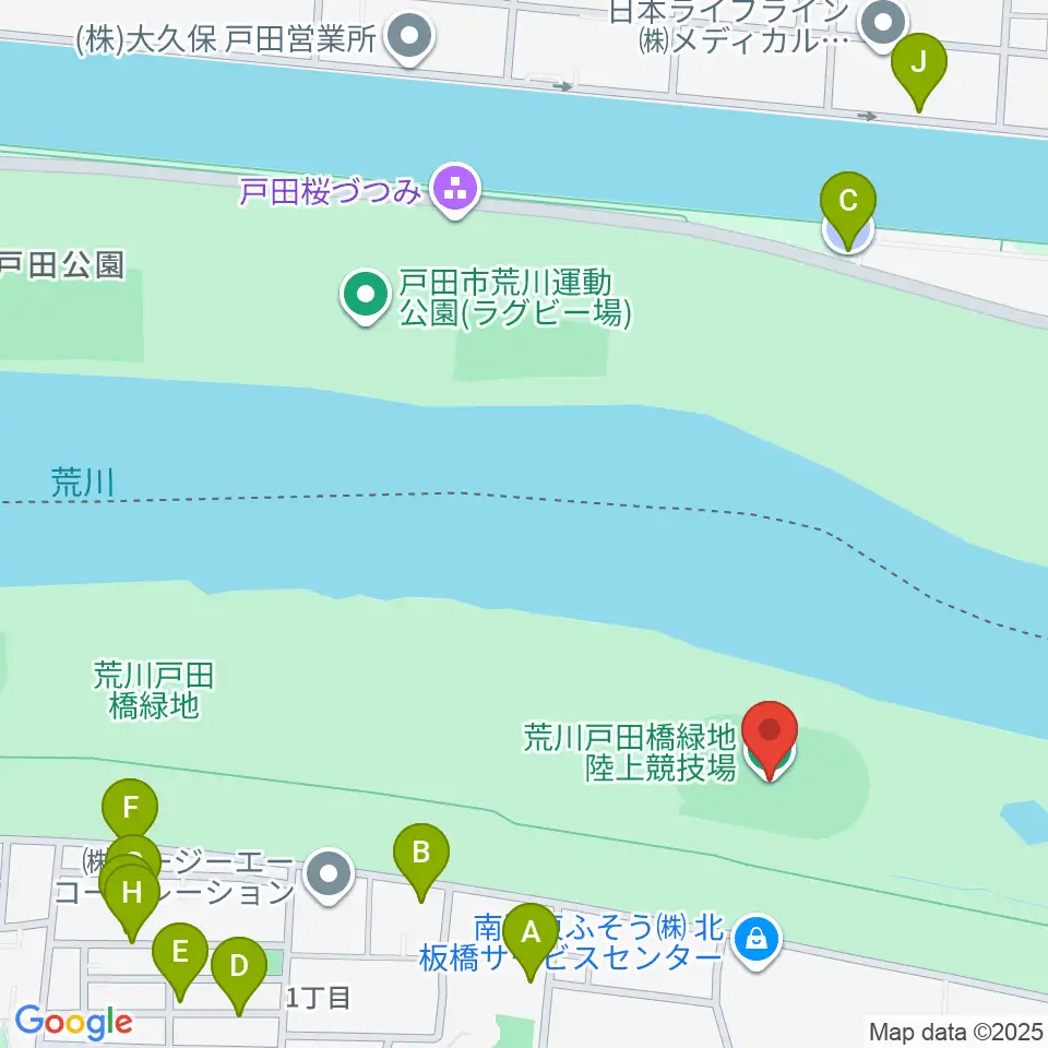 荒川戸田橋陸上競技場周辺の駐車場・コインパーキング一覧地図
