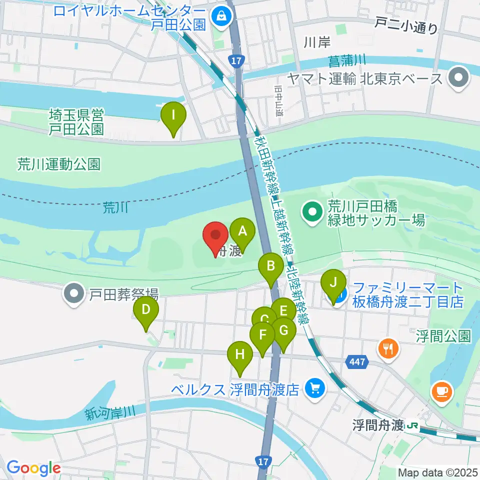 荒川戸田橋野球場周辺の駐車場・コインパーキング一覧地図