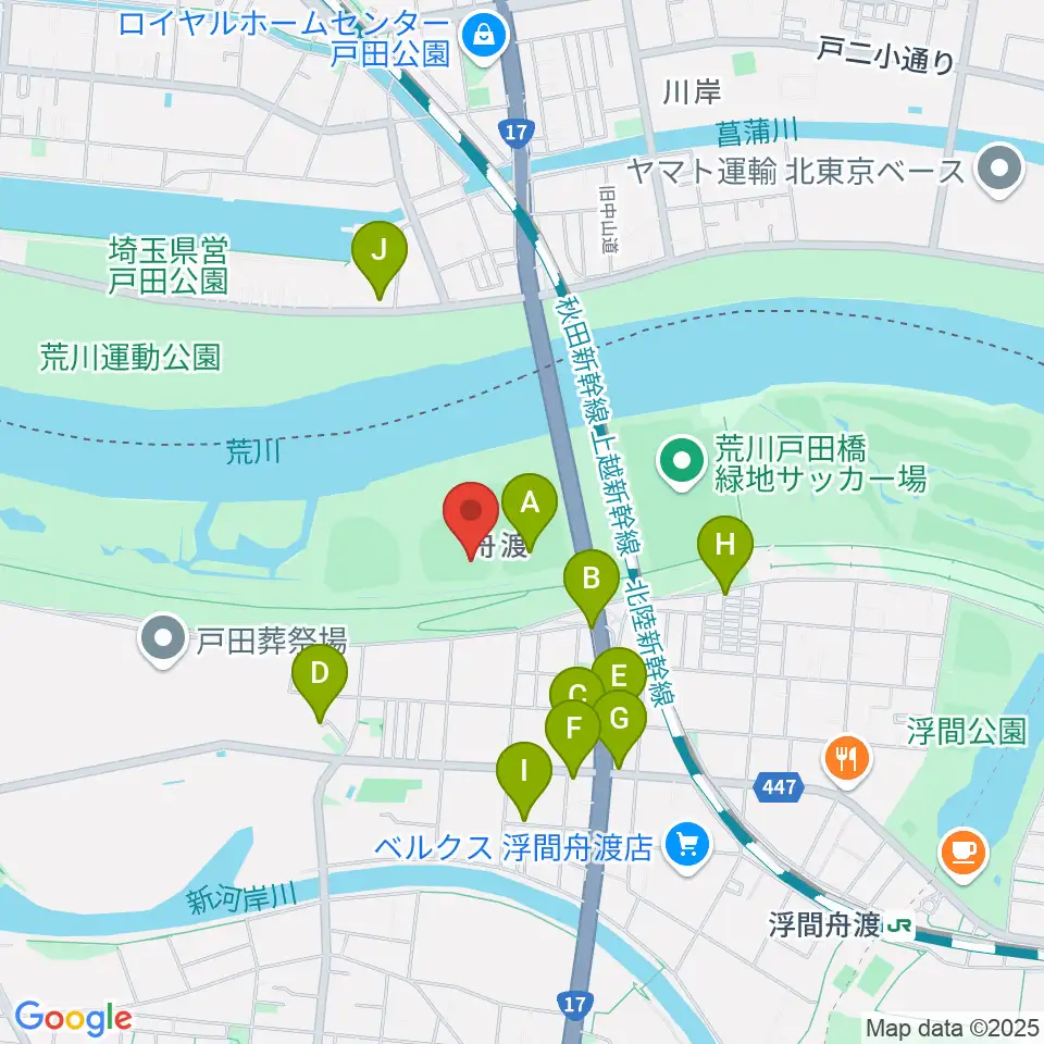 荒川戸田橋野球場周辺の駐車場・コインパーキング一覧地図