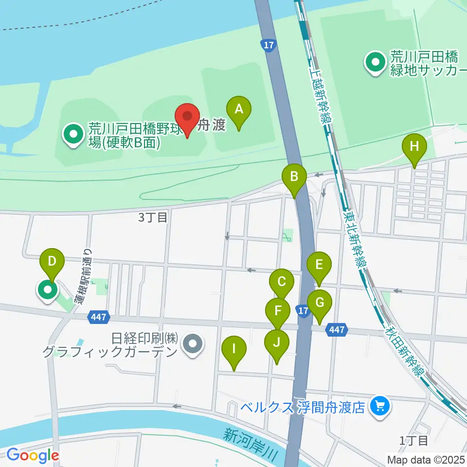 荒川戸田橋野球場周辺の駐車場・コインパーキング一覧地図