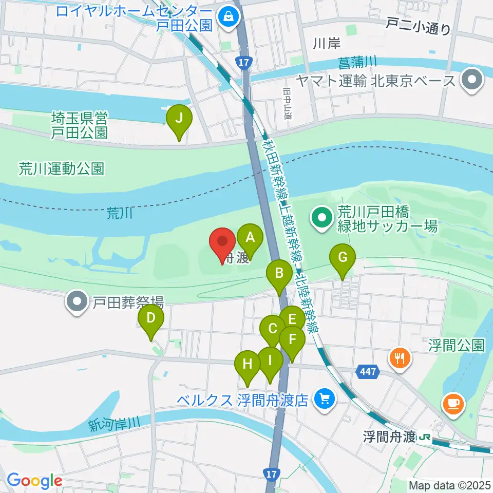 荒川戸田橋野球場周辺の駐車場・コインパーキング一覧地図