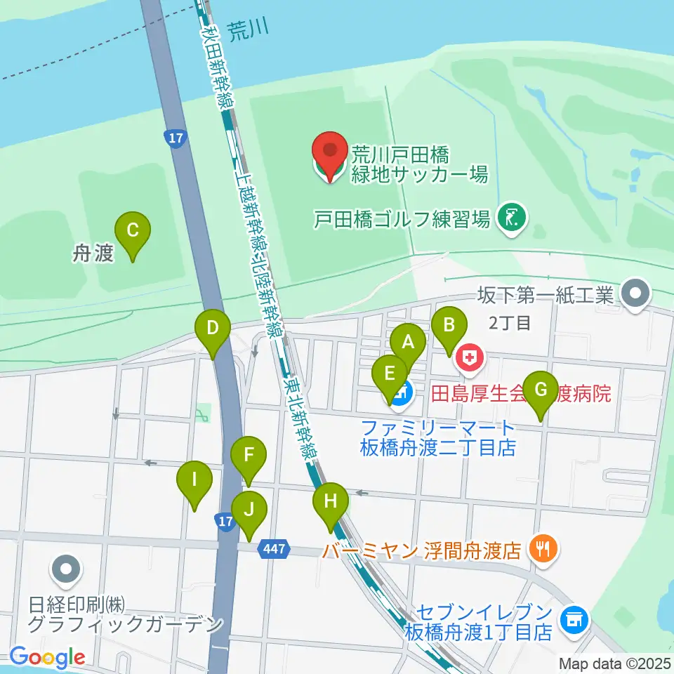 荒川戸田橋サッカー場周辺の駐車場・コインパーキング一覧地図