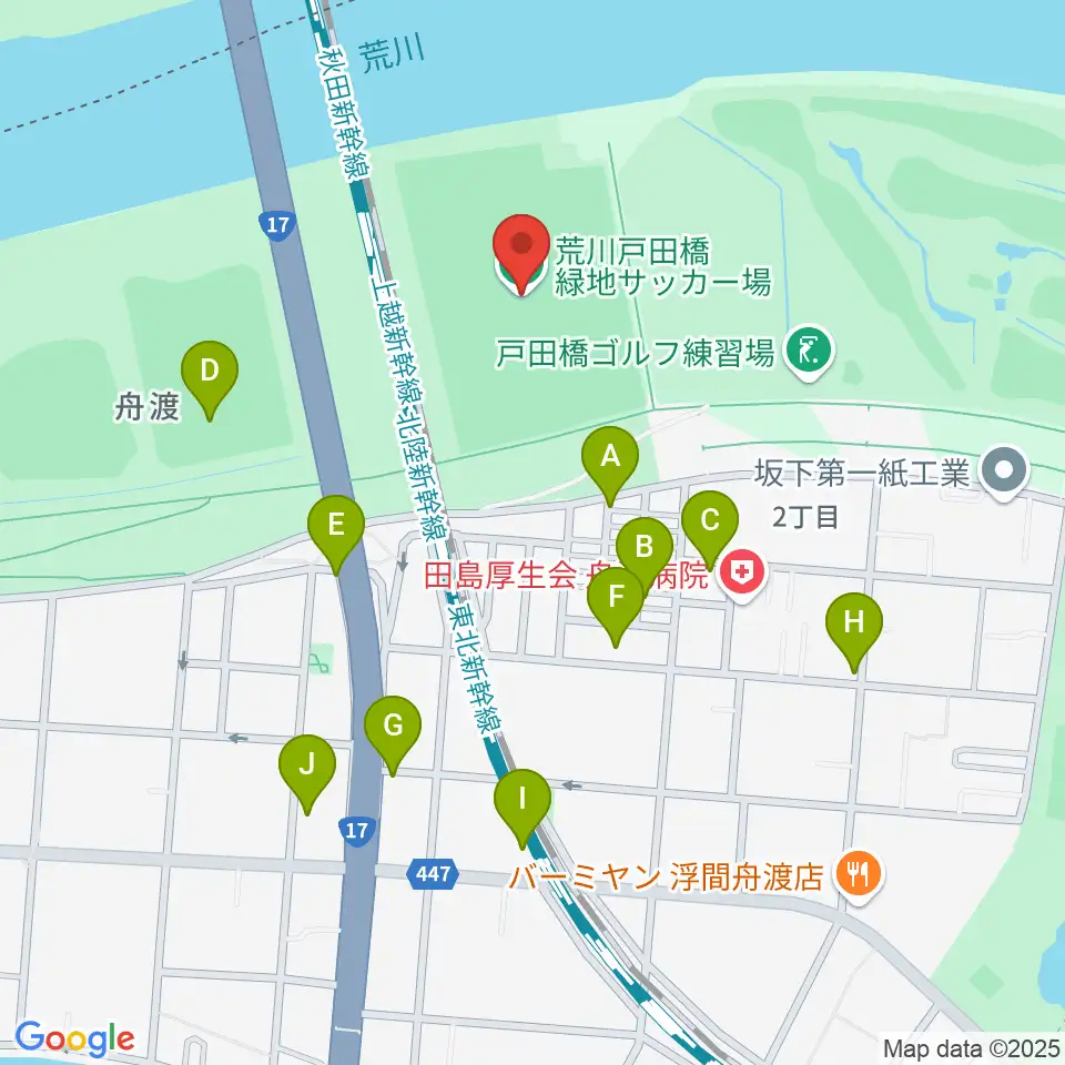 荒川戸田橋サッカー場周辺の駐車場・コインパーキング一覧地図