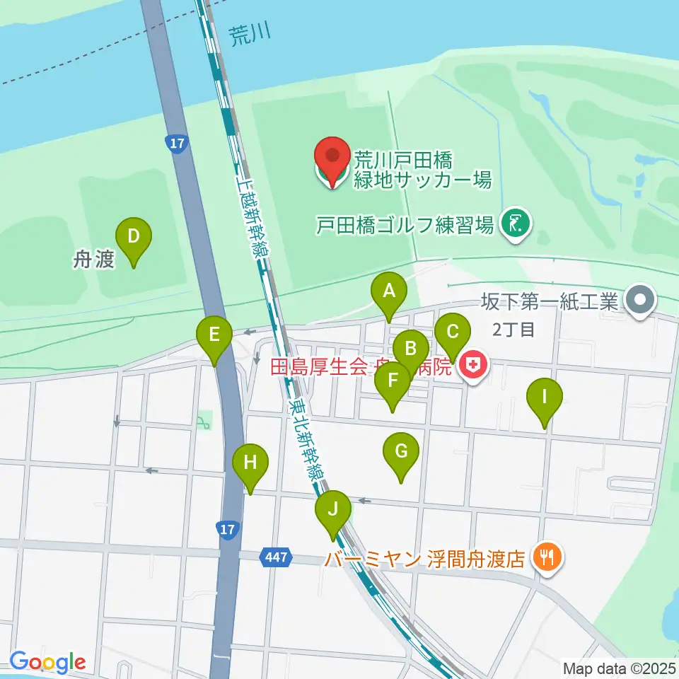 荒川戸田橋サッカー場周辺の駐車場・コインパーキング一覧地図