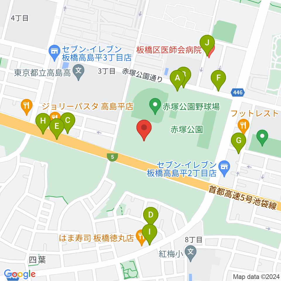 赤塚公園競技場周辺の駐車場・コインパーキング一覧地図