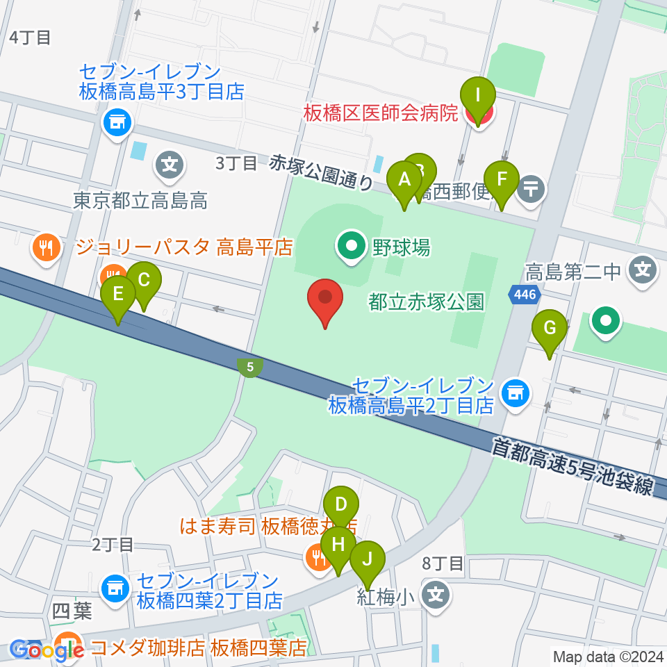 赤塚公園競技場周辺の駐車場・コインパーキング一覧地図