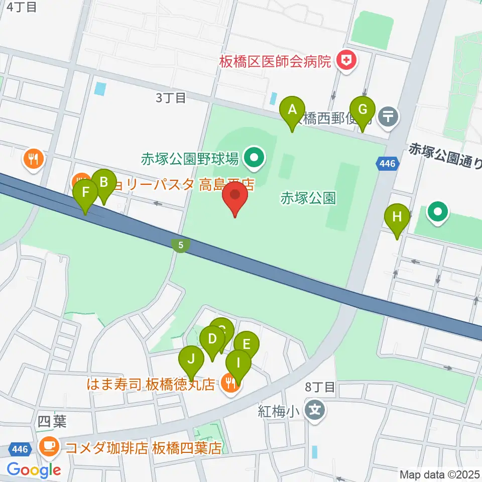 赤塚公園競技場周辺の駐車場・コインパーキング一覧地図