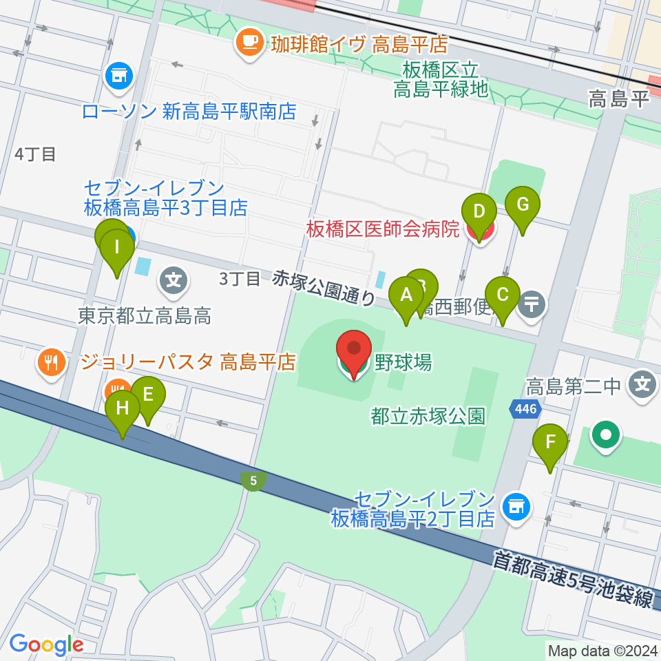 赤塚公園野球場周辺の駐車場・コインパーキング一覧地図