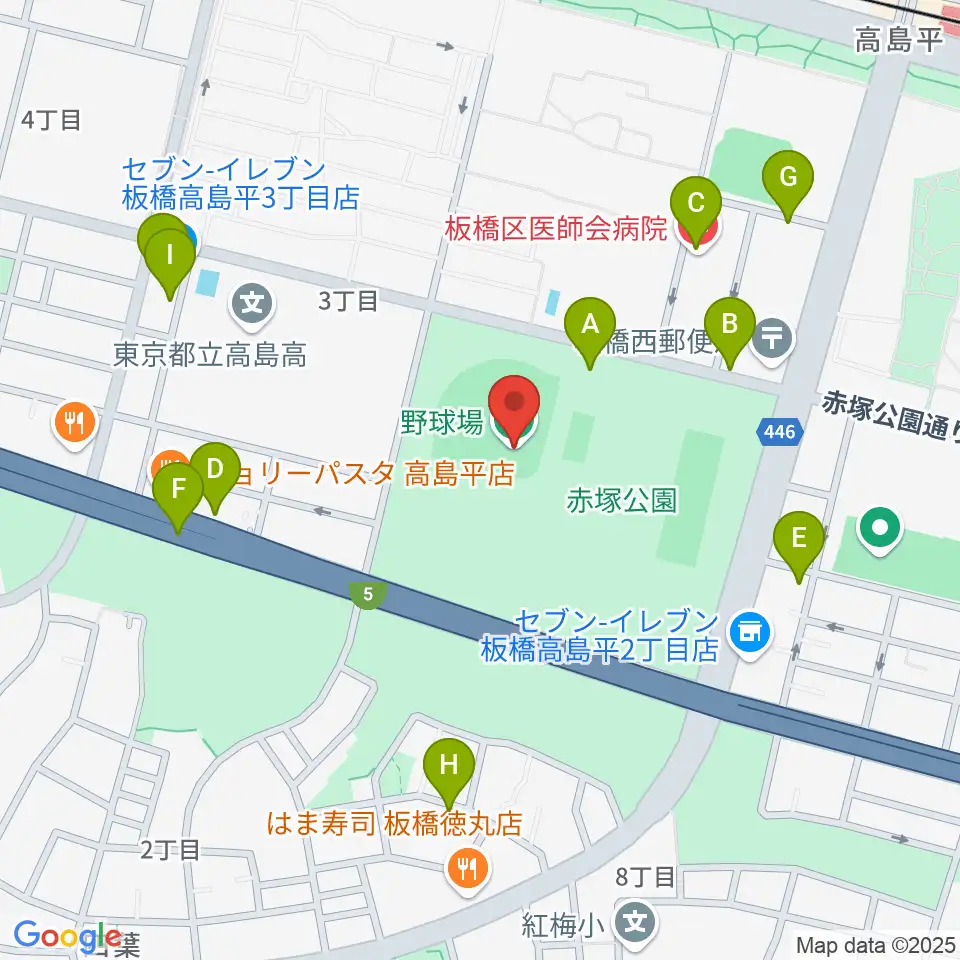 赤塚公園野球場周辺の駐車場・コインパーキング一覧地図