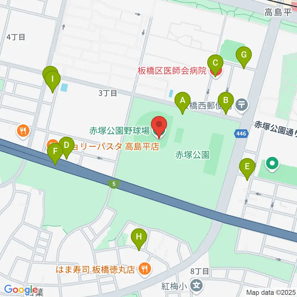 赤塚公園野球場周辺の駐車場・コインパーキング一覧地図