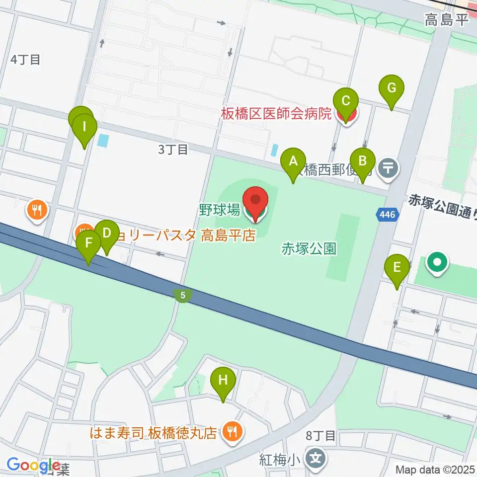 赤塚公園野球場周辺の駐車場・コインパーキング一覧地図
