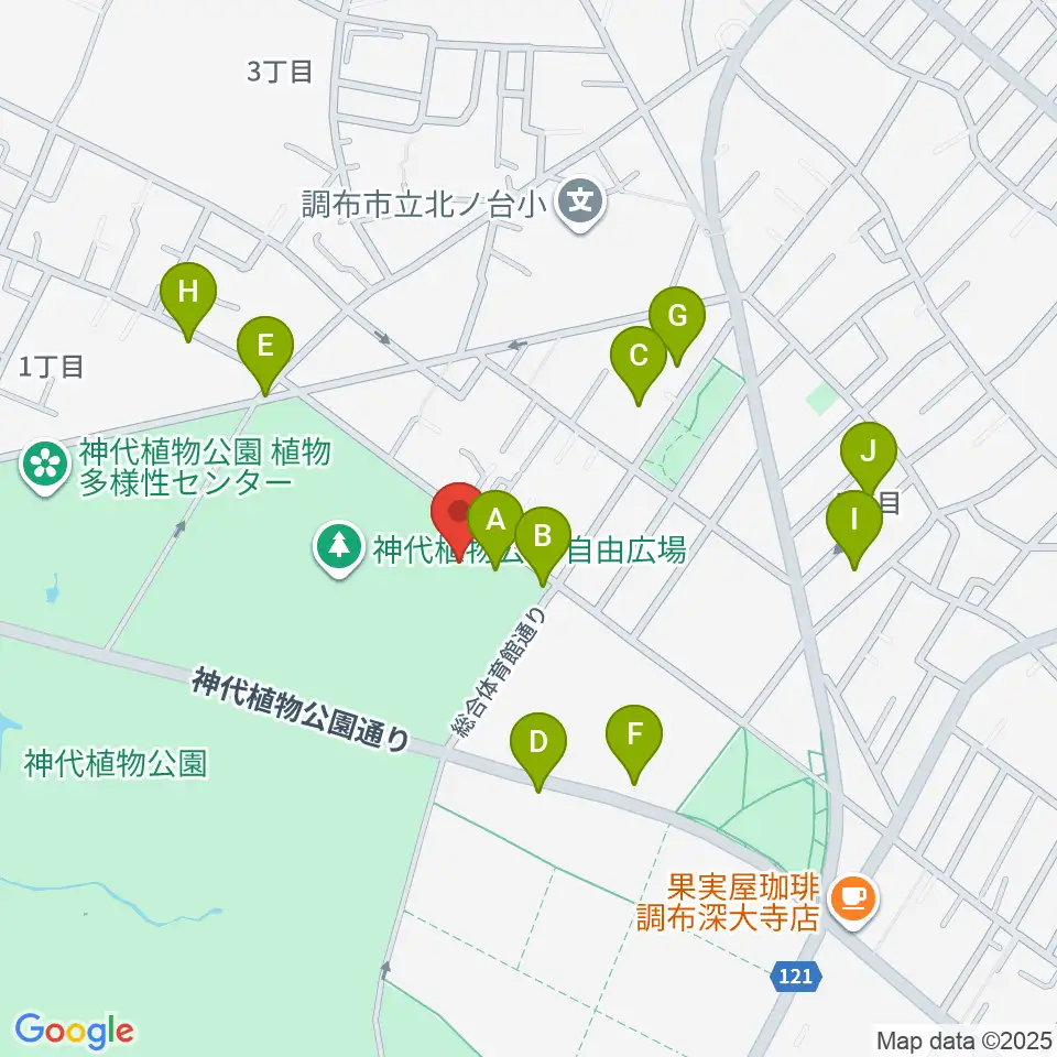 調布市総合体育館周辺の駐車場・コインパーキング一覧地図