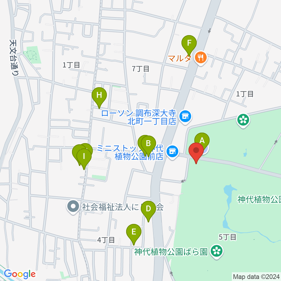 神代植物公園周辺の駐車場・コインパーキング一覧地図