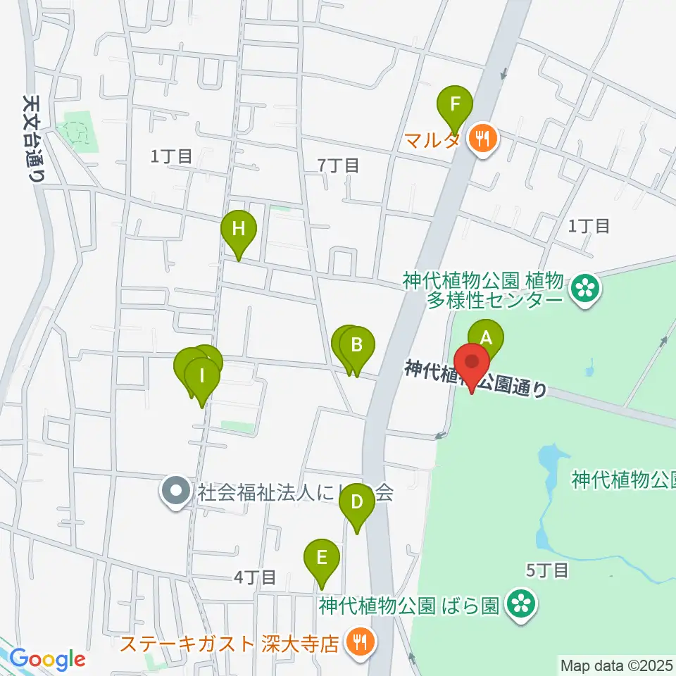 神代植物公園周辺の駐車場・コインパーキング一覧地図