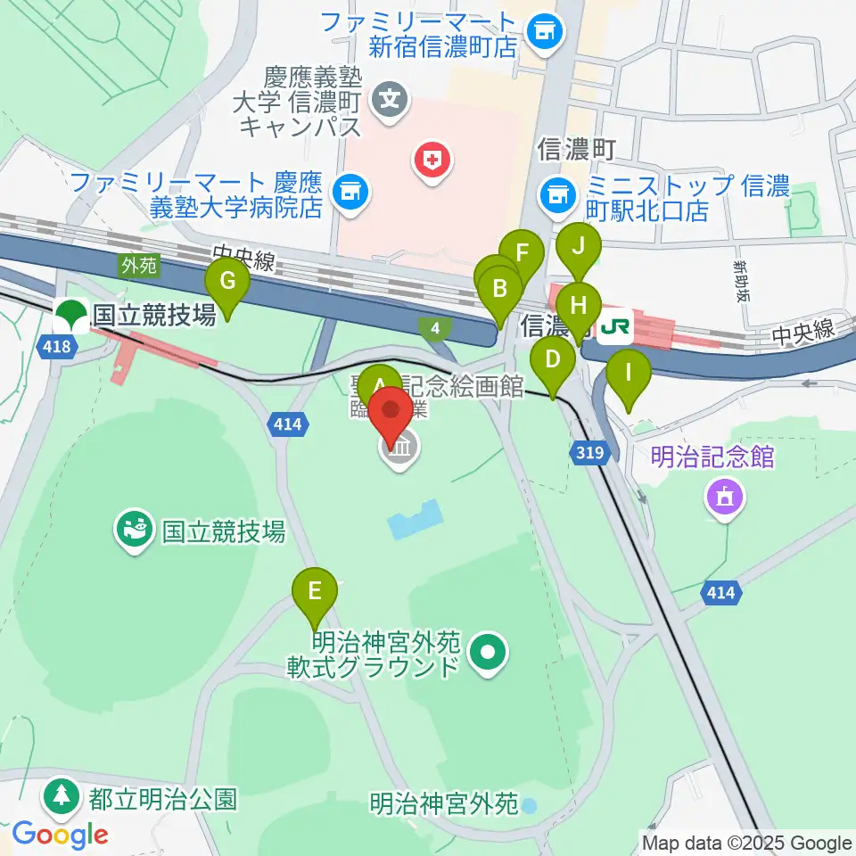 聖徳記念絵画館周辺の駐車場・コインパーキング一覧地図