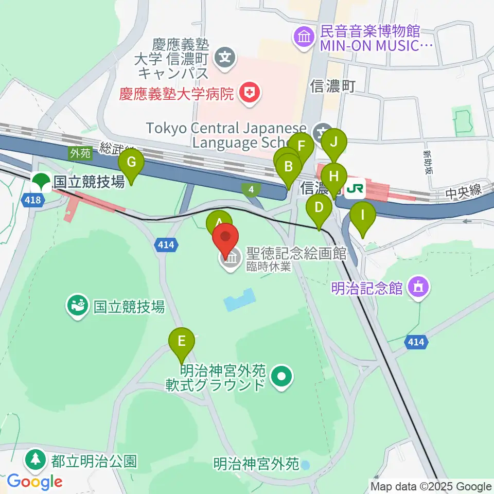 聖徳記念絵画館周辺の駐車場・コインパーキング一覧地図