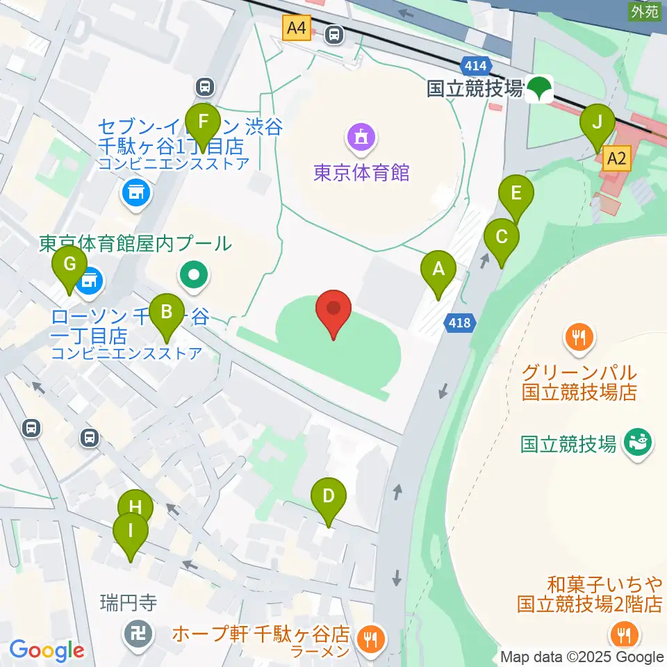東京体育館フットサルコート周辺の駐車場・コインパーキング一覧地図