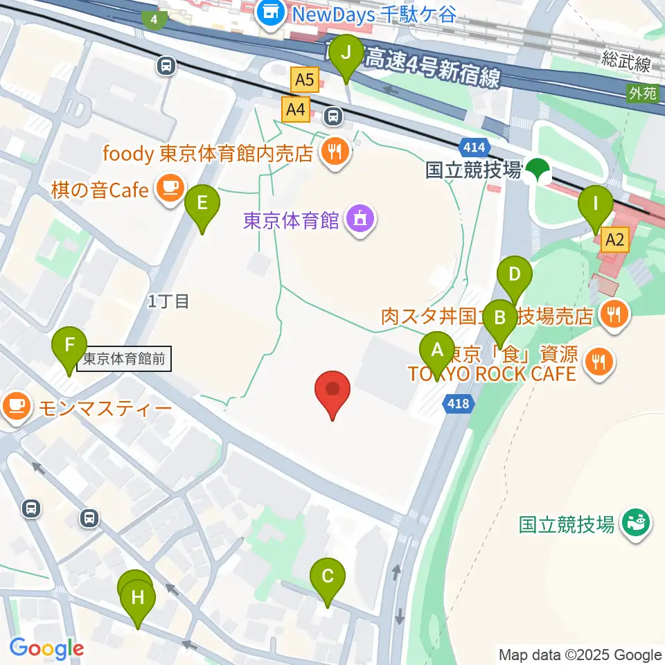 東京体育館フットサルコート周辺の駐車場・コインパーキング一覧地図