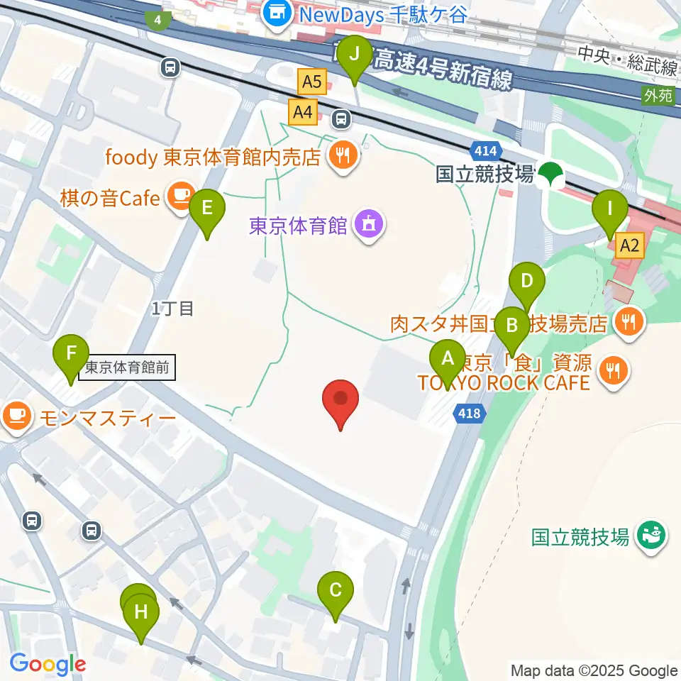 東京体育館フットサルコート周辺の駐車場・コインパーキング一覧地図