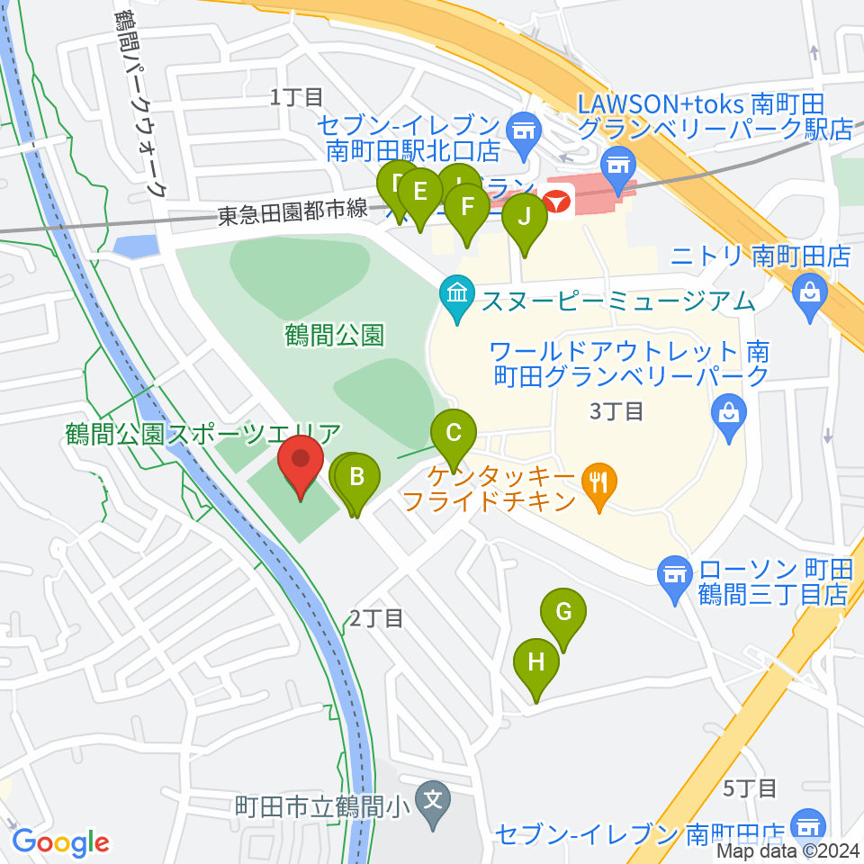 鶴間公園グラウンド周辺の駐車場・コインパーキング一覧地図