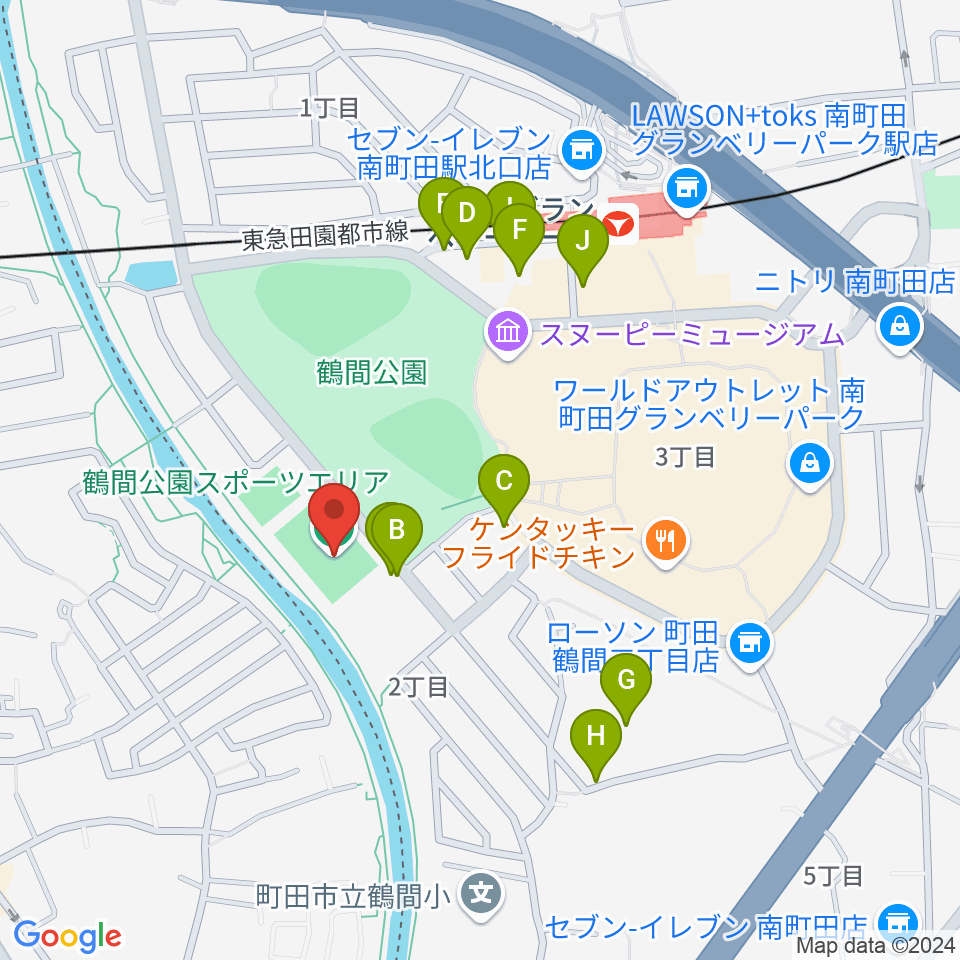 鶴間公園グラウンド周辺の駐車場・コインパーキング一覧地図