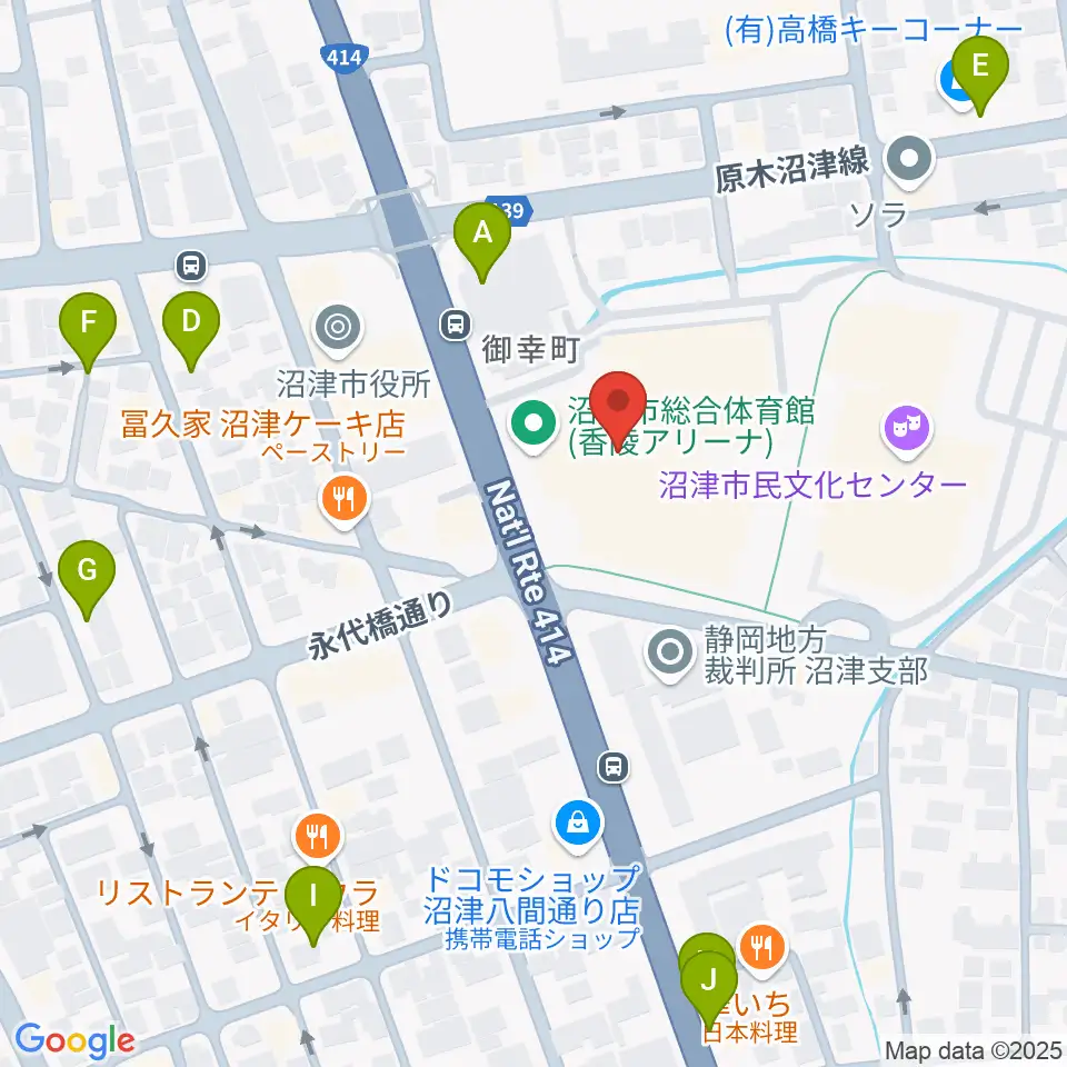 香陵アリーナ 沼津市総合体育館周辺の駐車場・コインパーキング一覧地図