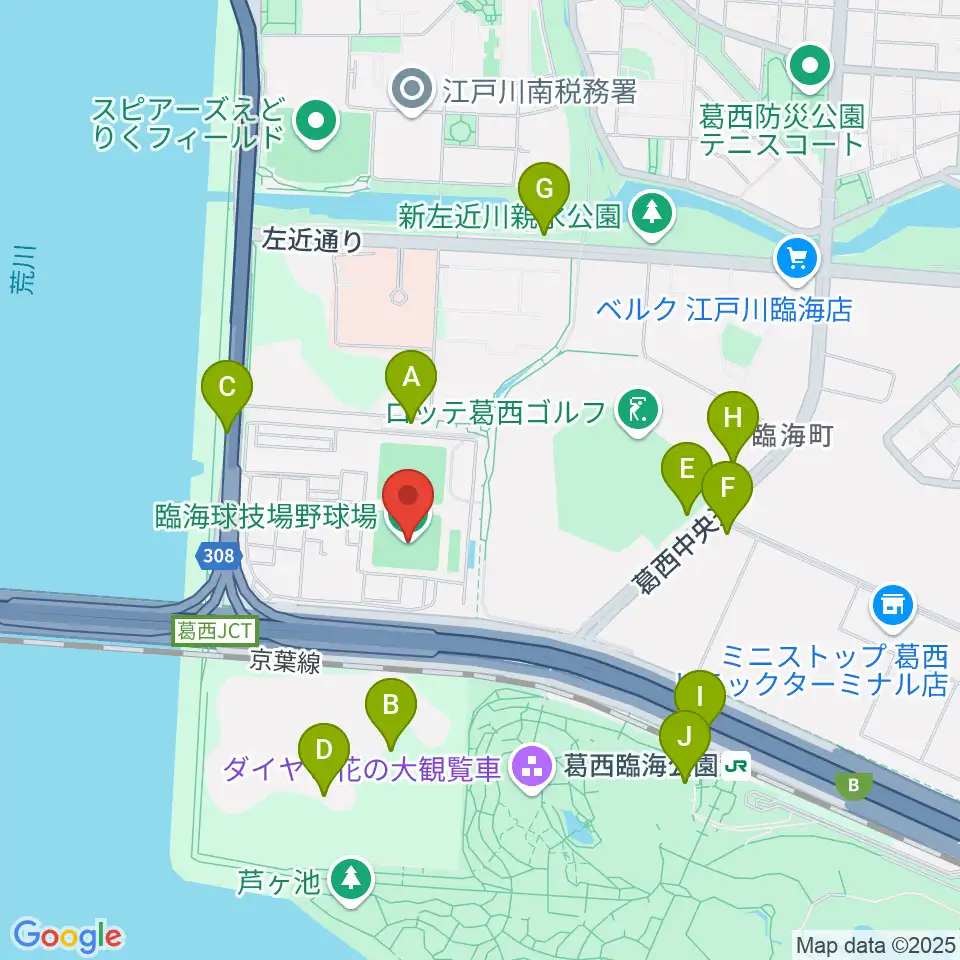 江戸川区臨海球技場野球場周辺の駐車場・コインパーキング一覧地図