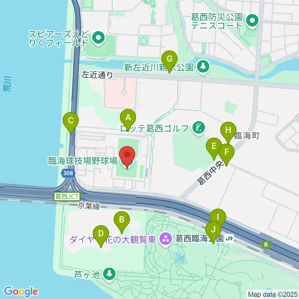 江戸川区臨海球技場野球場周辺の駐車場・コインパーキング一覧地図