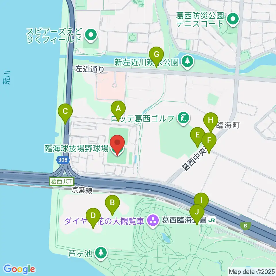 江戸川区臨海球技場野球場周辺の駐車場・コインパーキング一覧地図
