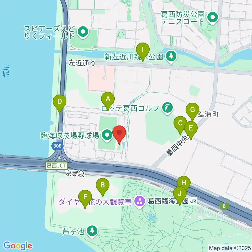 江戸川区臨海球技場フットサルコート周辺の駐車場・コインパーキング一覧地図