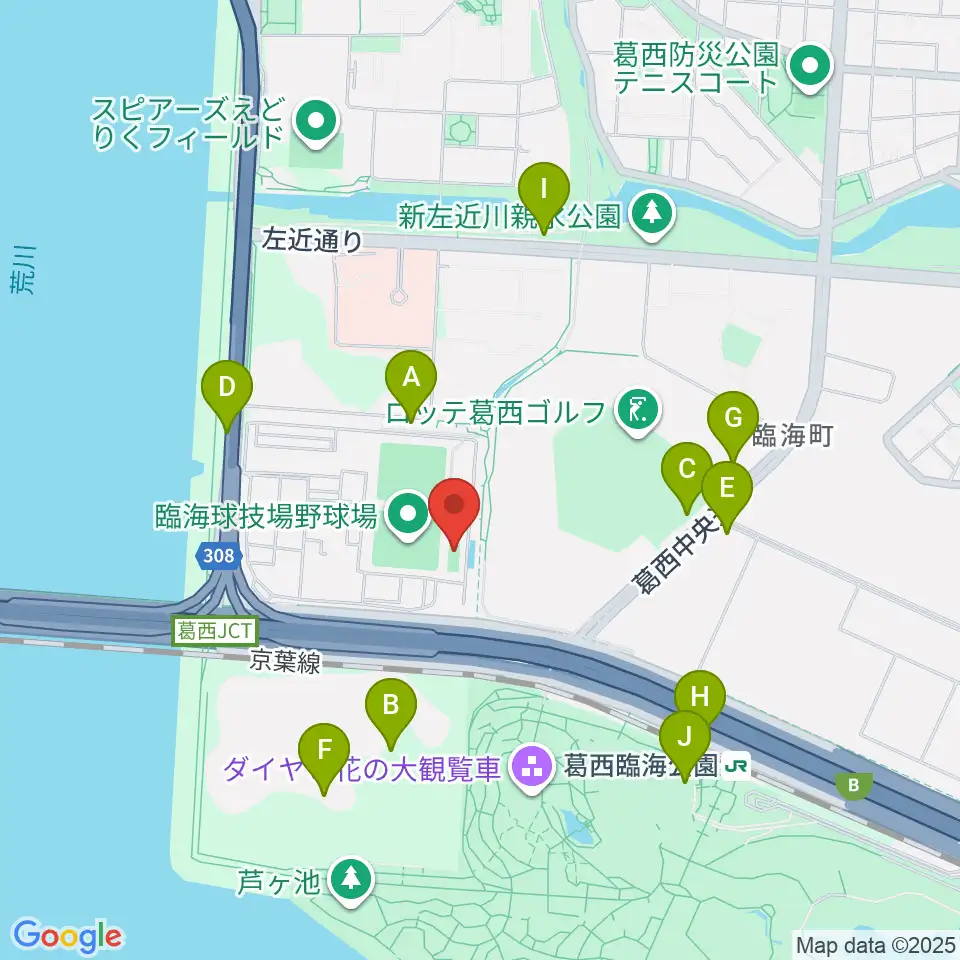 江戸川区臨海球技場フットサルコート周辺の駐車場・コインパーキング一覧地図