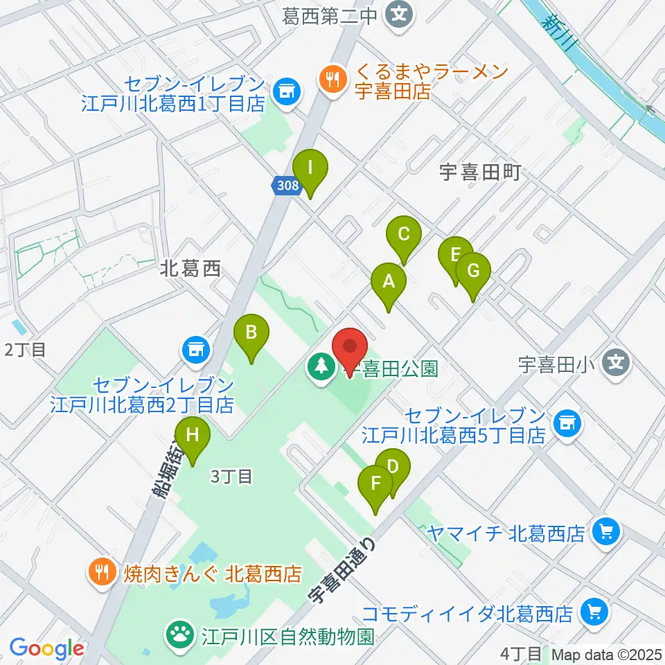 宇喜田公園少年野球広場周辺の駐車場・コインパーキング一覧地図