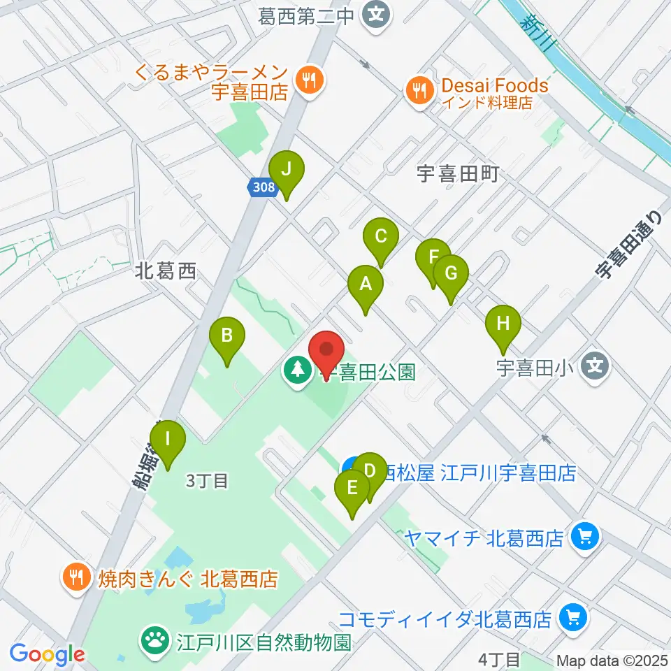 宇喜田公園少年野球広場周辺の駐車場・コインパーキング一覧地図
