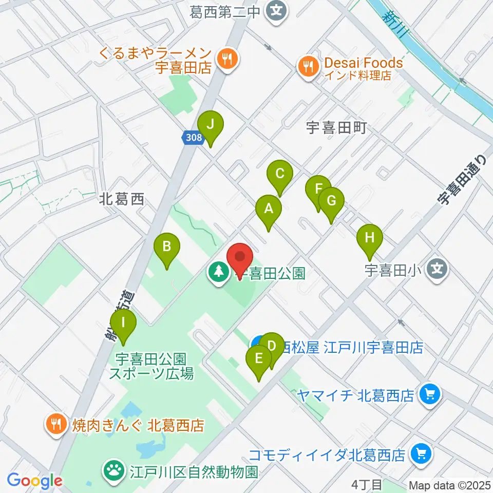 宇喜田公園少年野球広場周辺の駐車場・コインパーキング一覧地図