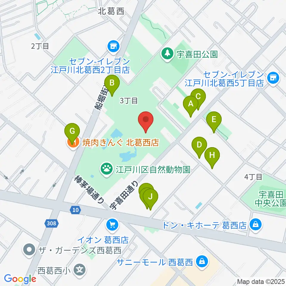 宇喜田公園スポーツ広場周辺の駐車場・コインパーキング一覧地図