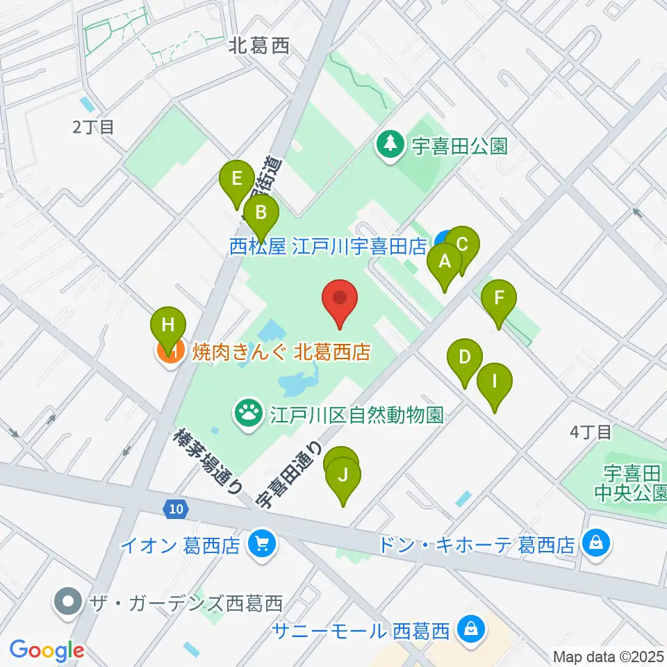 宇喜田公園スポーツ広場周辺の駐車場・コインパーキング一覧地図