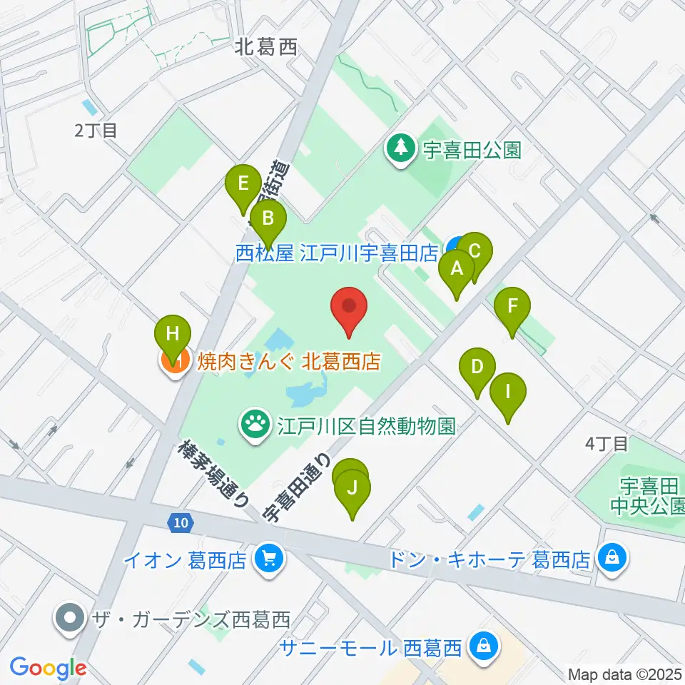 宇喜田公園スポーツ広場周辺の駐車場・コインパーキング一覧地図